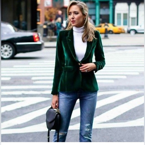 Smythe Velvet Peaked Lapel Blazer Emerald Size 2/ XS Green - Picture 9 of 9